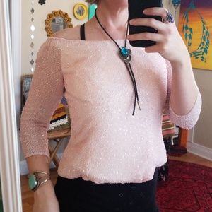 VTG Jovani Beaded Baby Pink Blouse